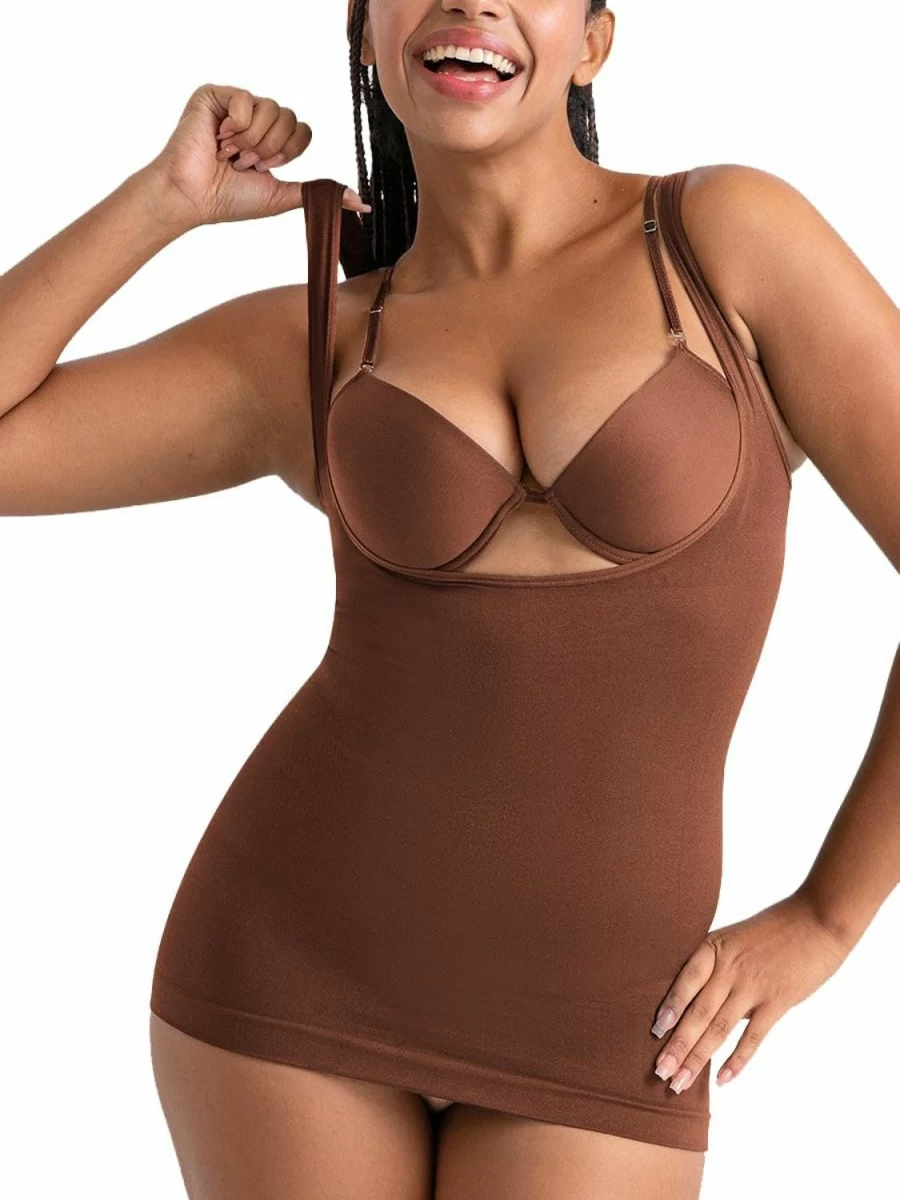 SHAPERMINT Seamless Shapewear Cami with Open Bust Design for Tummy, Side & Back Compression