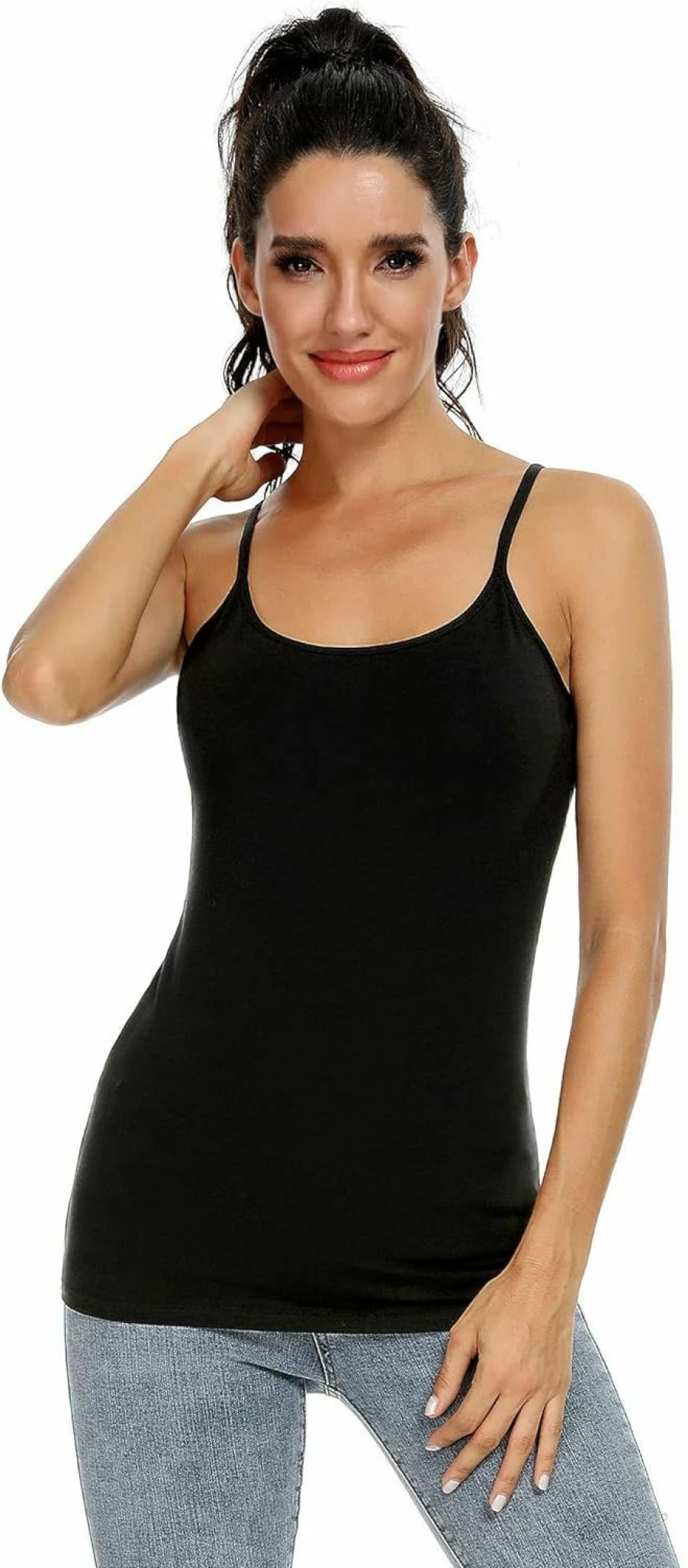 Orrpally Women's 3-Pack Cotton Camisole Tank Tops with Shelf Bra & Adjustable Spaghetti Straps