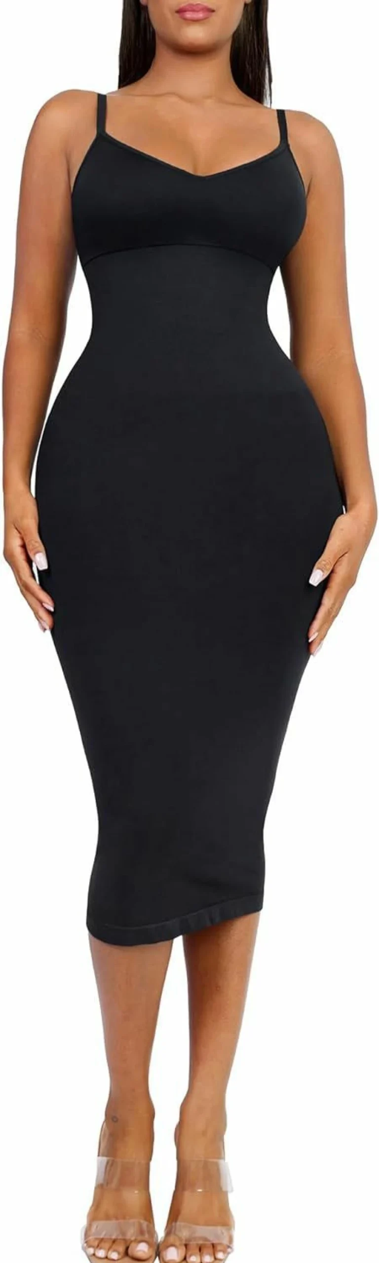 FeelinGirl Women's Bodycon Midi Dress with Built-In Shapewear & Bra - Slimming Sexy Slip Dress 2024