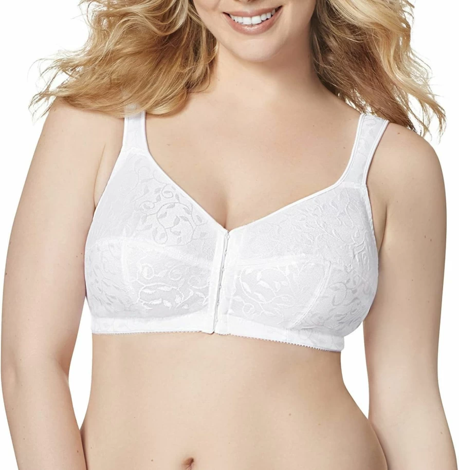 JUST MY SIZE Women's Front Close Wirefree Bra MJ1107 - Comfortable Easy-On Wireless Bra for Women