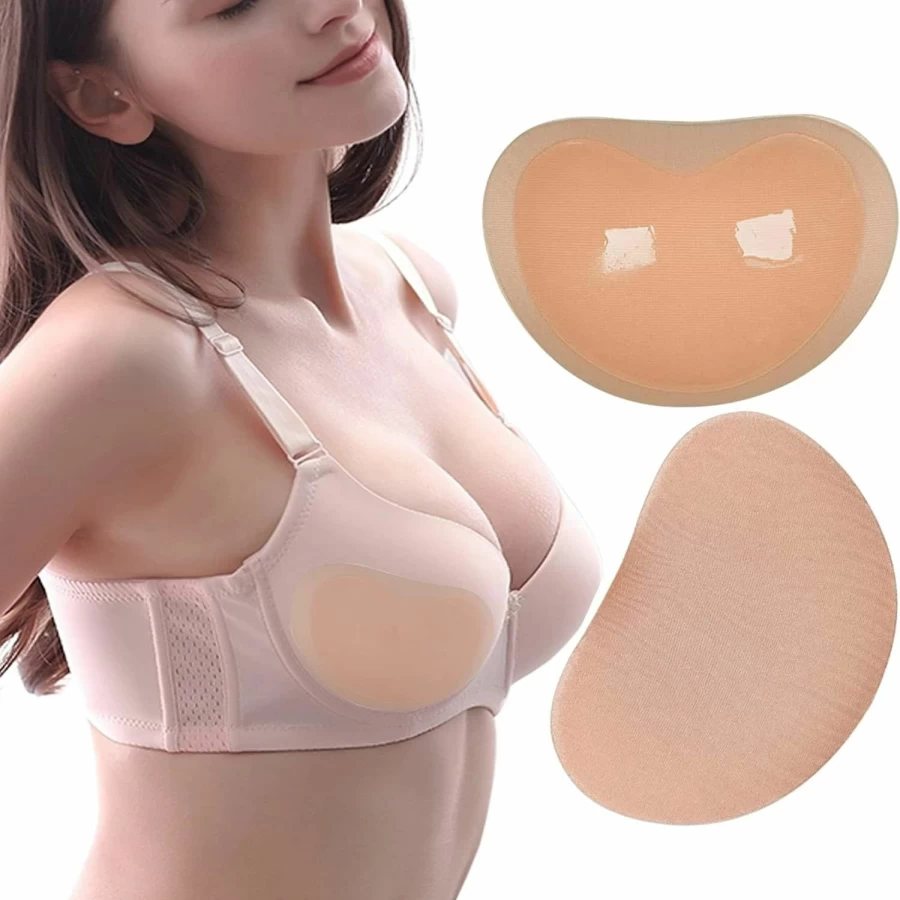 CYOUNG Silicone Push Up Bra - Sticky Adhesive Breast Pads for Swimsuits & Bikini, Breathable Invisible Backless Strapless Bra, Beige