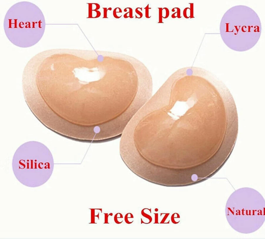 CYOUNG Silicone Push Up Bra - Sticky Adhesive Breast Pads for Swimsuits & Bikini, Breathable Invisible Backless Strapless Bra, Beige