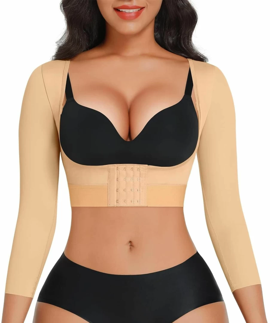 FeelinGirl Post Surgery Compression Sleeves - Arm Shaper & Lipo Recovery Garment for Women, Posture Corrector Shapewear Tops for Upper Arm