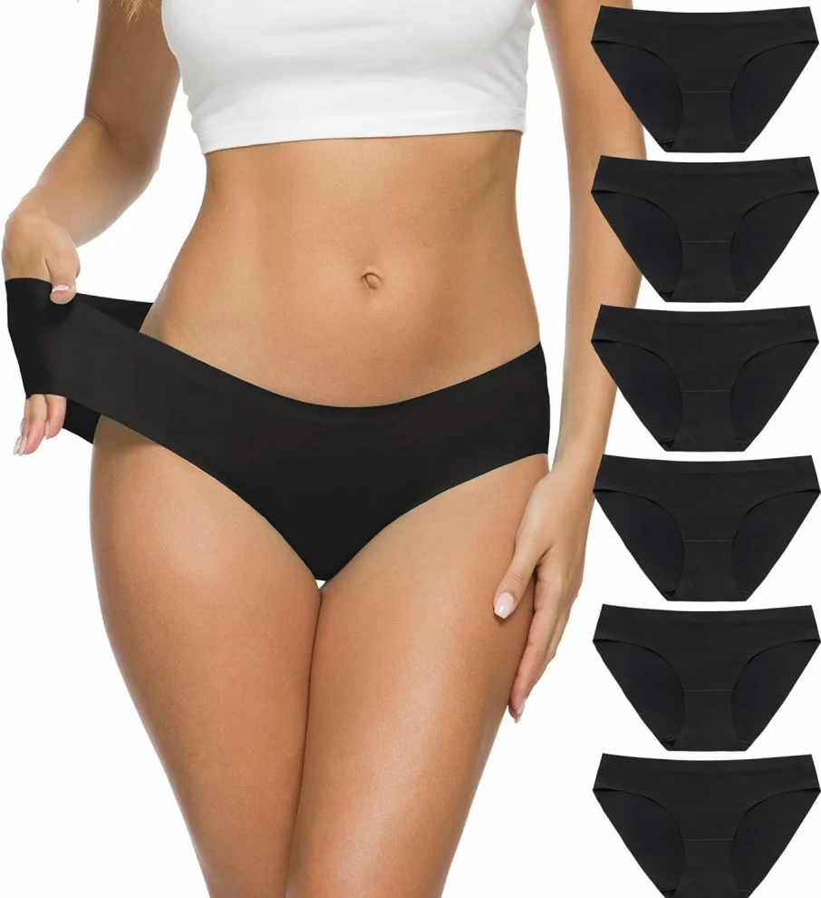 Altheanray Women's No Show Hipster Panties - Seamless, Soft Stretch Bikini Underwear Multi-Pack