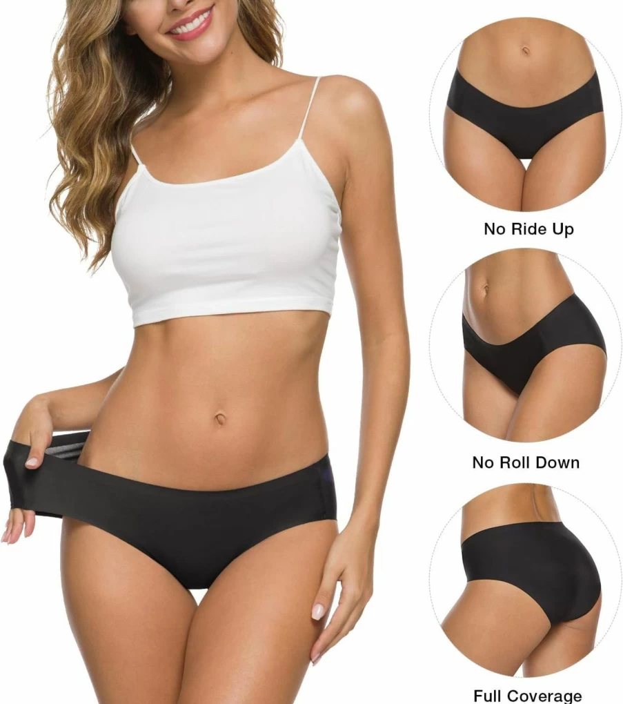 Altheanray Women's No Show Hipster Panties - Seamless, Soft Stretch Bikini Underwear Multi-Pack