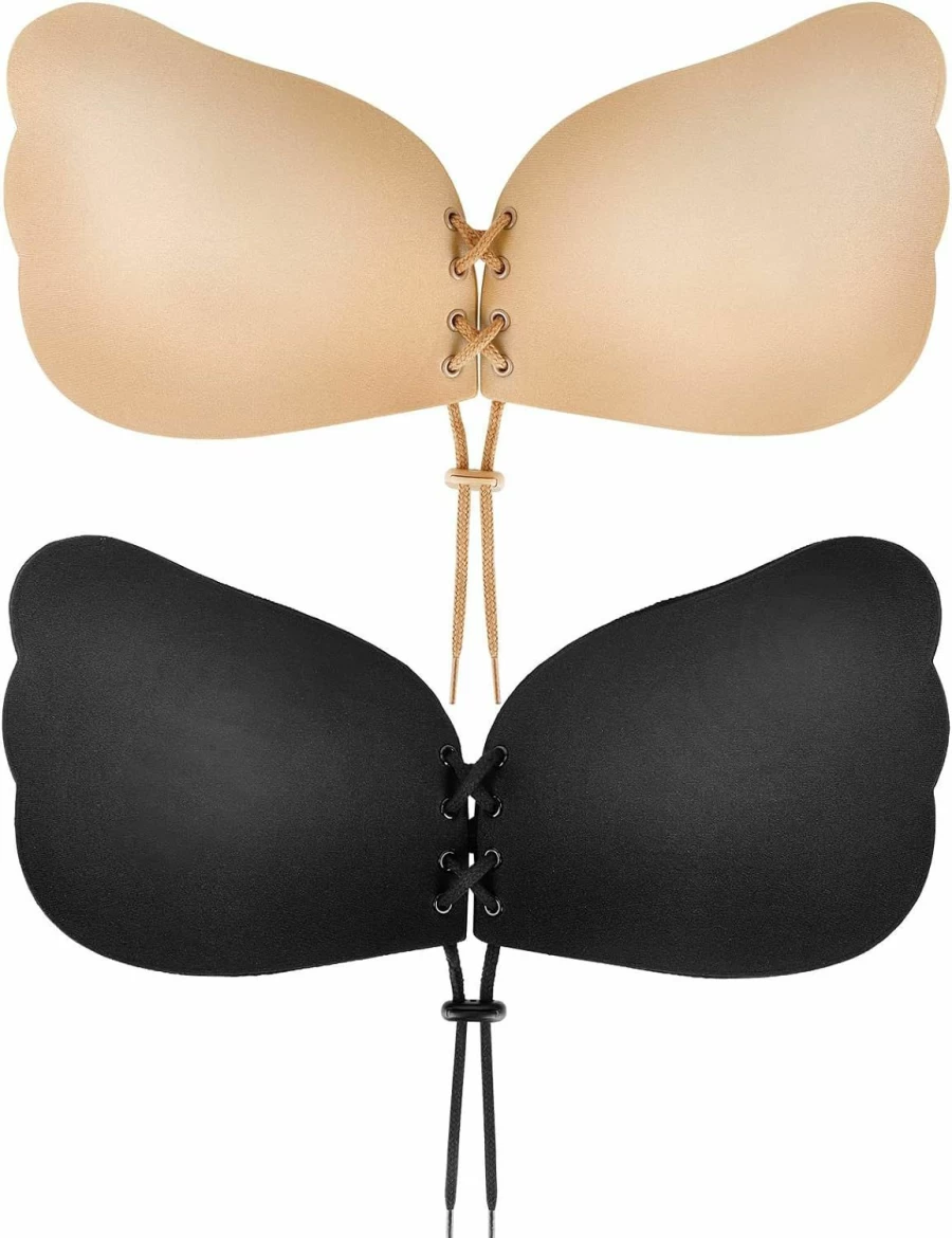 Cmojsk Adhesive Sticky Bra - 2 Pack Invisible Backless Strapless Push Up Bra for Lift and Support
