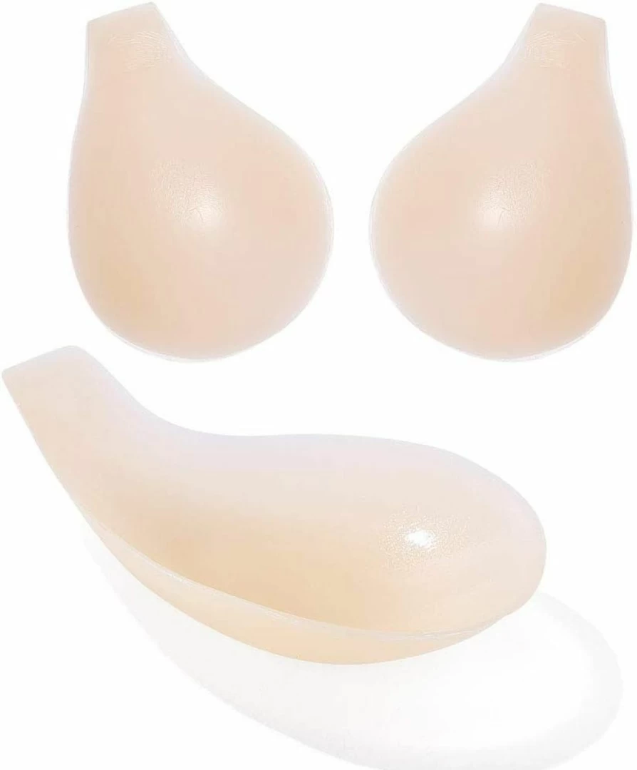 MIILYE Reusable Silicone Nipple Covers - Invisible Adhesive Pasties for Women, Strapless Breast Lift for Cups A B C, Nude