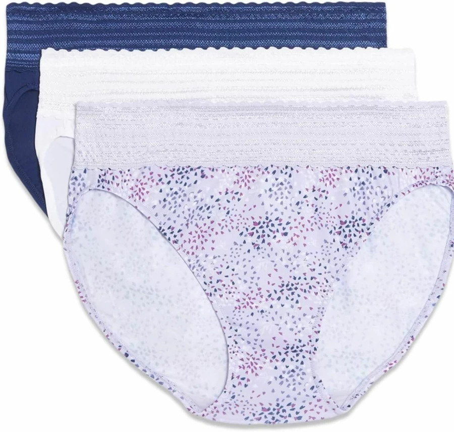 Warner's Women's 3-Pack Hi-Cut Microfiber Underwear with Lace Trim Comfort Waistband 5109W