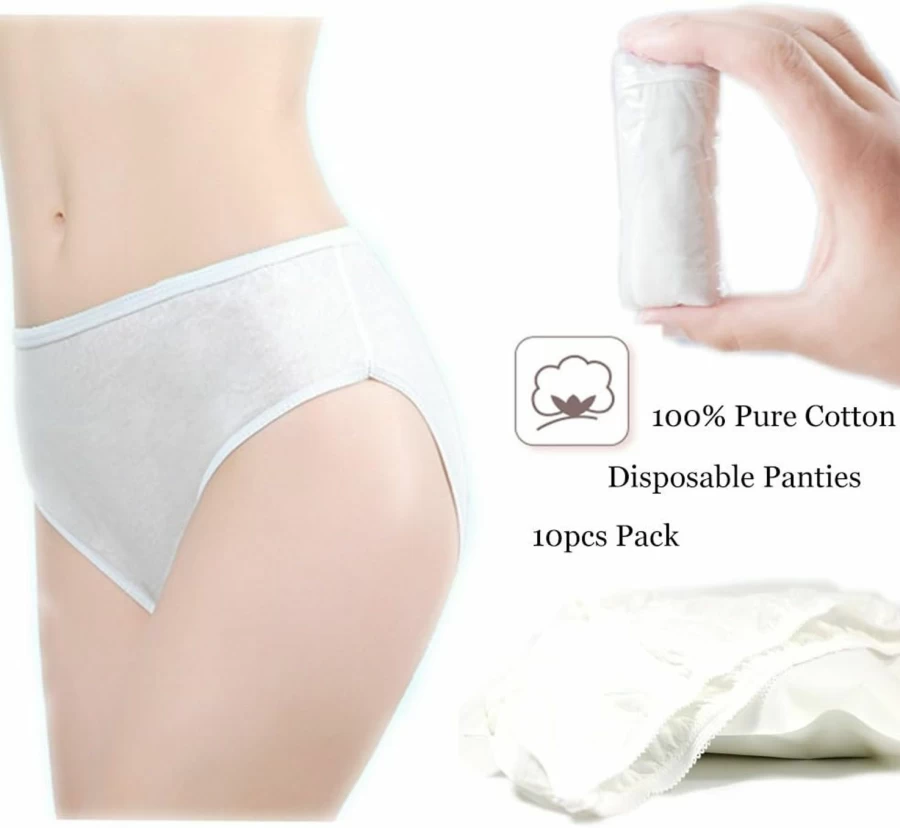 STARLY Women's Pure Cotton Disposable Underwear - 10 Pack High Cut Travel Panties in White & Macarons | Breathable & Comfortable Briefs for Hygiene & Convenience