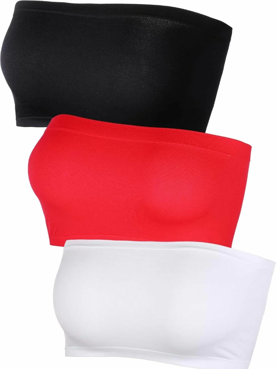 HESTYA Women's 3-Piece Strapless Bralette Set - Seamless, Stretchy Bandeau Tube Top Bra, Non-Padded Comfort in Multi Colors