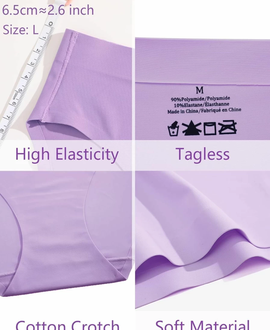 Take Talk Women's Seamless Underwear 5-Pack - High Cut Bikini, Full Coverage Hipster & No Show Panties in Sizes M-3XL