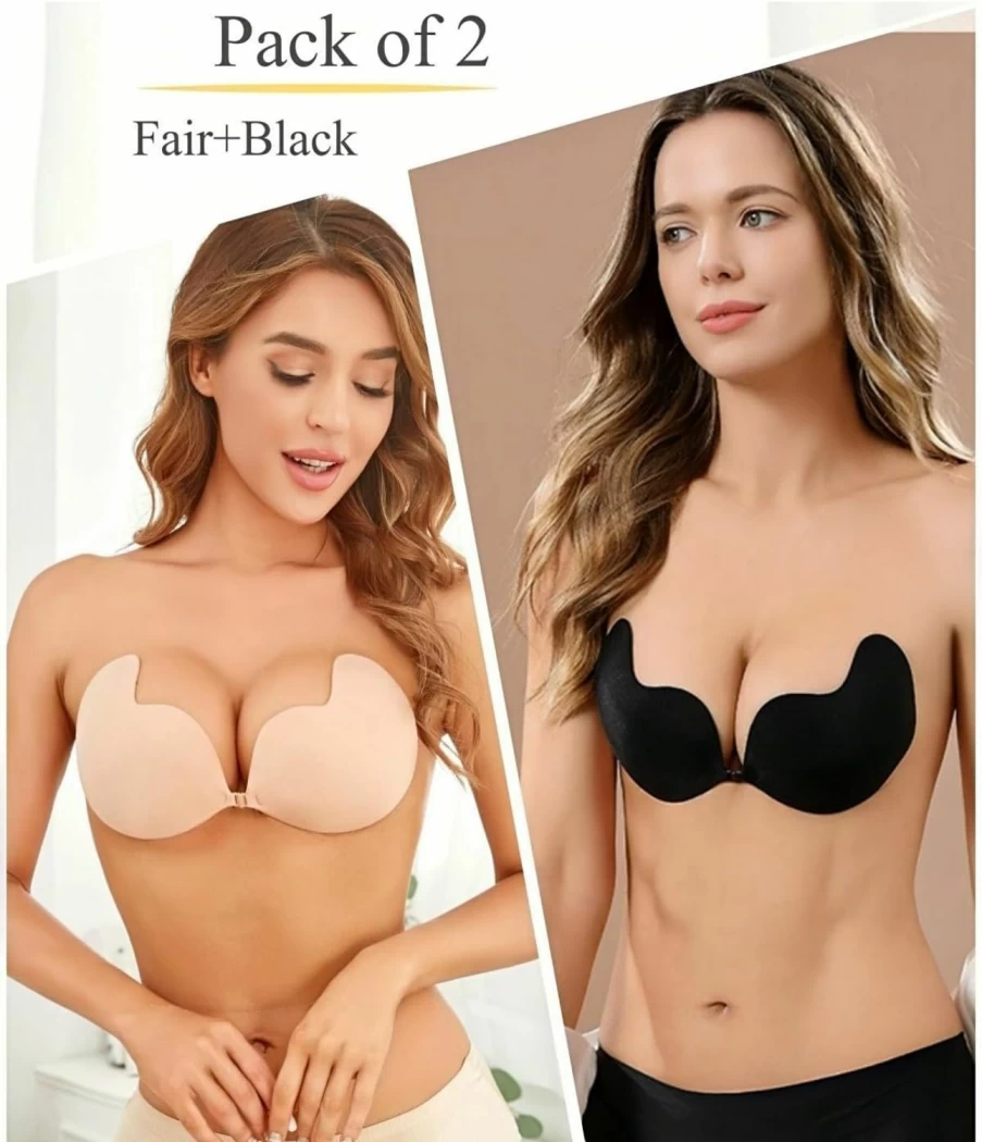 Adarados Reusable Strapless Push-Up Bra - Self-Adhesive Backless Sticky Bra for Women - Invisible & Super Sticky
