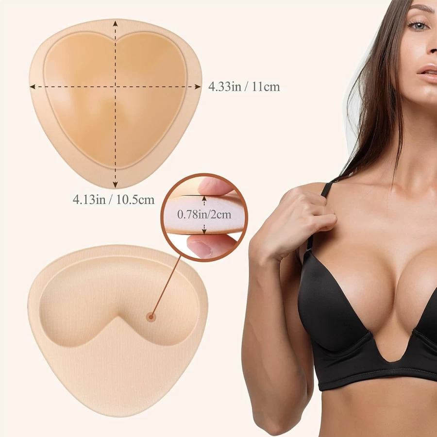 BALIWELL Silicone Adhesive Bra Pads - Sticky Push Up Inserts for Women, Breast Lift Pads for Swimsuits, Bikini & Dress