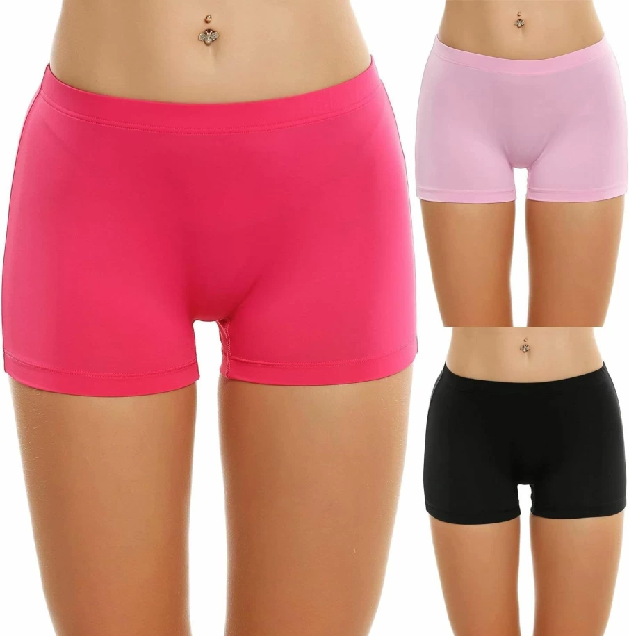 Ekouaer Women's Seamless Boyshort Panties 3-Pack - Soft Invisible Hipster Underwear Briefs S-XXL