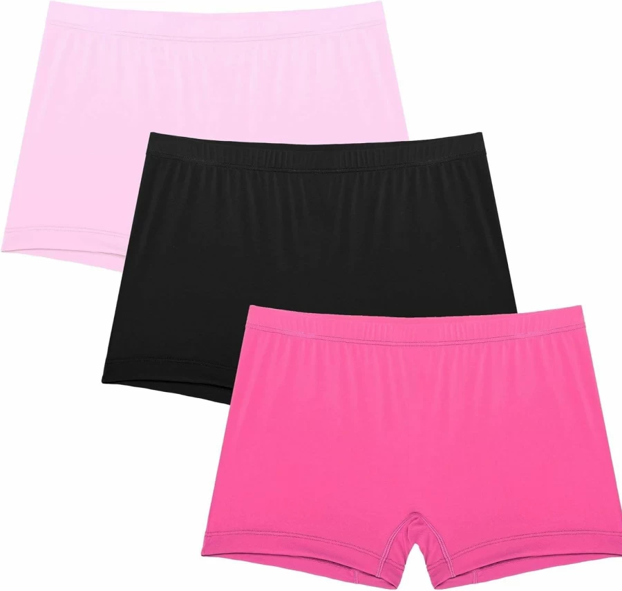 Ekouaer Women's Seamless Boyshort Panties 3-Pack - Soft Invisible Hipster Underwear Briefs S-XXL