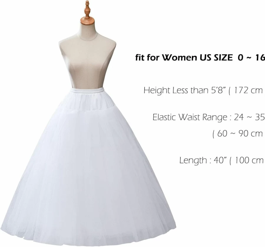 CEZOM Hoopless Petticoat Crinoline Underskirt for Wedding Dresses - MPT022 Bridal Slip