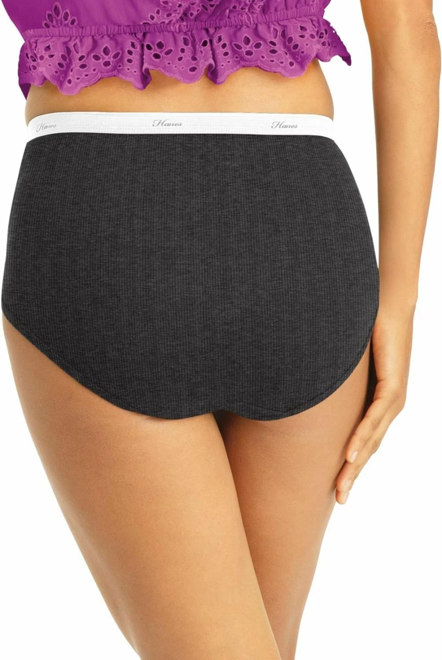 Hanes Women's 6-Pack Cotton Ribbed Brief Underwear | Soft Comfortable Panties | Multipack Essentials