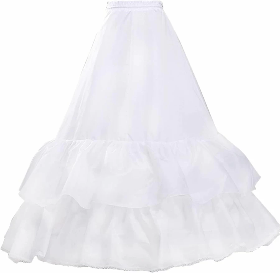 LZZTU Women's A-Line 3-Hoop Floor-Length Wedding Petticoat Underskirt Crinoline for Ball Gown Bridal Dress