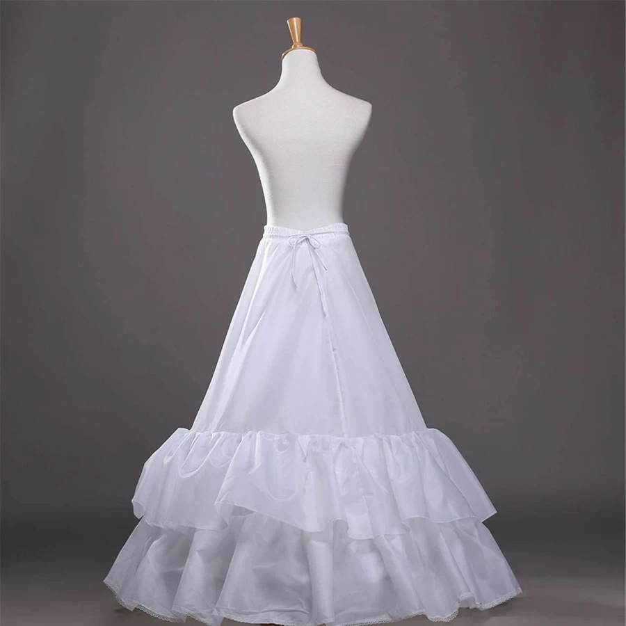 LZZTU Women's A-Line 3-Hoop Floor-Length Wedding Petticoat Underskirt Crinoline for Ball Gown Bridal Dress