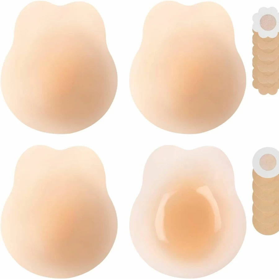 Digitharbor Ultra-Thin Sticky Bra 2-Pack, Invisible Adhesive Push-Up Bra for Women, Strapless Backless Silicone Bra, Nipple Covers for D/D+ Cup Sizes