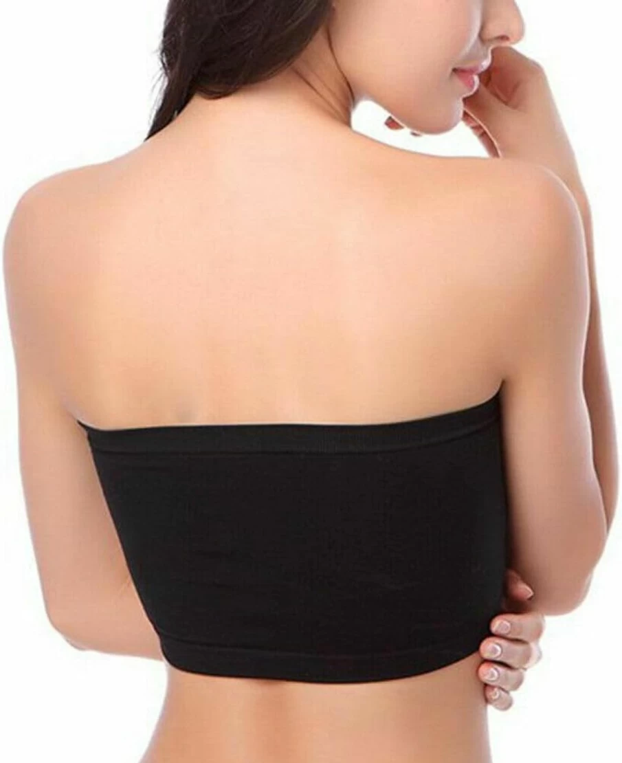 Feluog Women's 2/3 Piece Strapless Bandeau Bra Set - Seamless Padded Bralette & Tube Top for Comfort