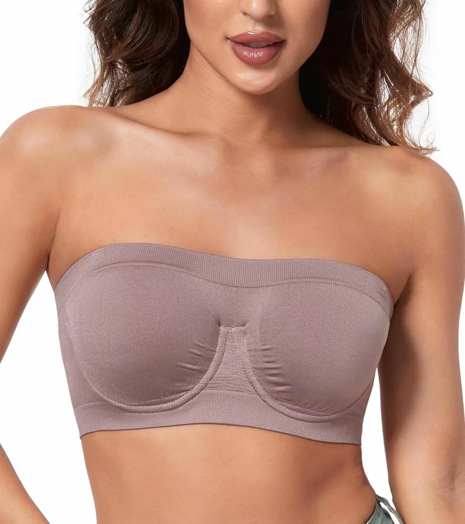 HACI Women's Seamless Multiway Strapless Bandeau Bra - Non-Padded, Underwire, Supportive Tube Top