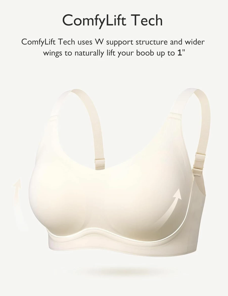 COMFELIE Wireless Seamless Bra for Women - Lightly Lined, Support for B-G Cups, Zero Gravity Sculpt, Everyday Comfort Eb064