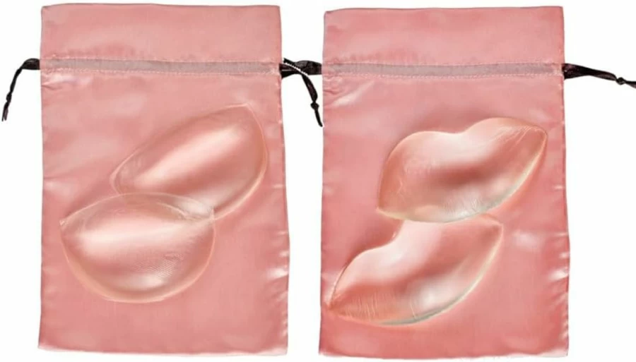 Under Glamour Silicone Push Up Bra Inserts - Clear Gel Breast Pads for Enhanced Cleavage (Large & Medium) - Soft Comfortable Adhesive Lift