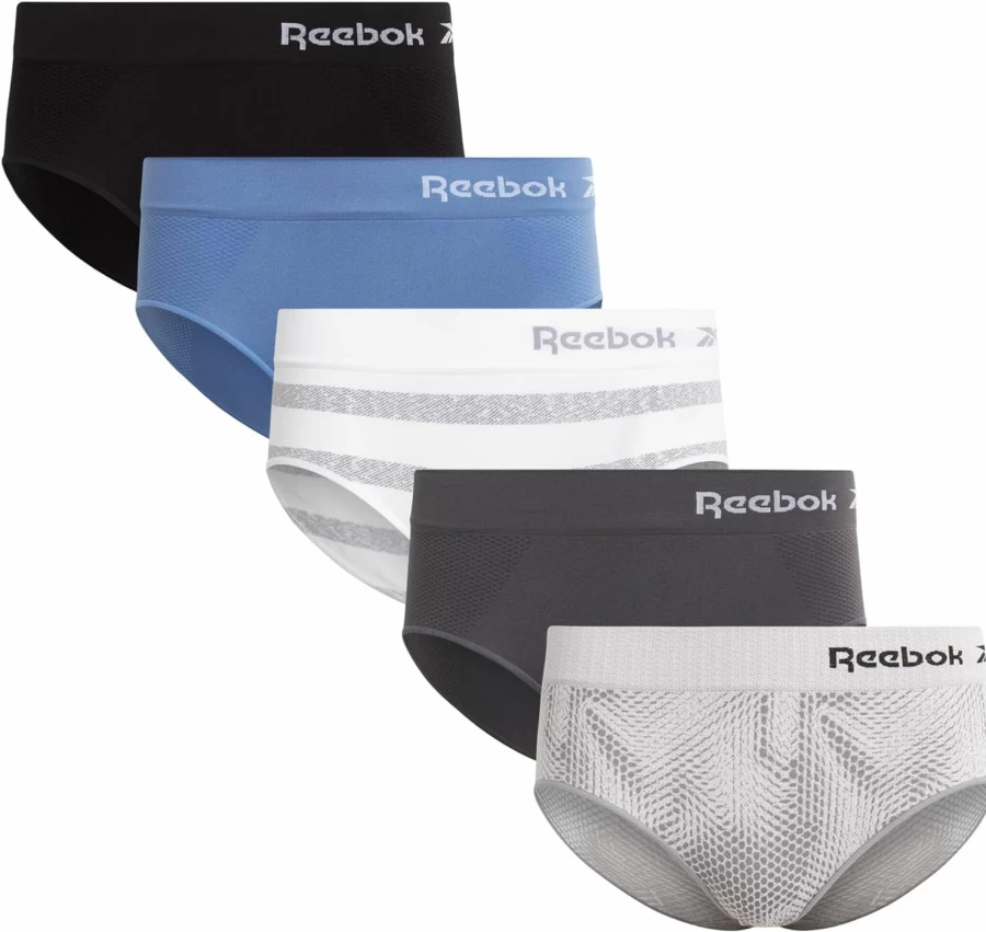 Reebok Women's Seamless Hipster Briefs 5-Pack - Comfortable Underwear Multipack