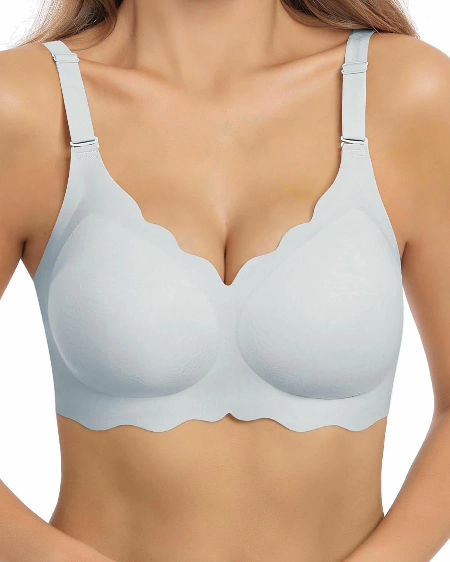 HORISUN Women's Wireless Bralette with Fixed Pad, V-Neck Lace Floral Design, Seamless Comfort, No Underwire