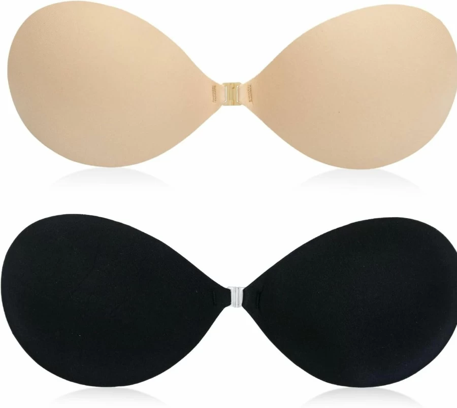 Timistar Adhesive Bra Push Up - 2 Pairs Reusable Strapless Sticky Bra for Women, Invisible Lifting Stick On Bra for Comfort & Support
