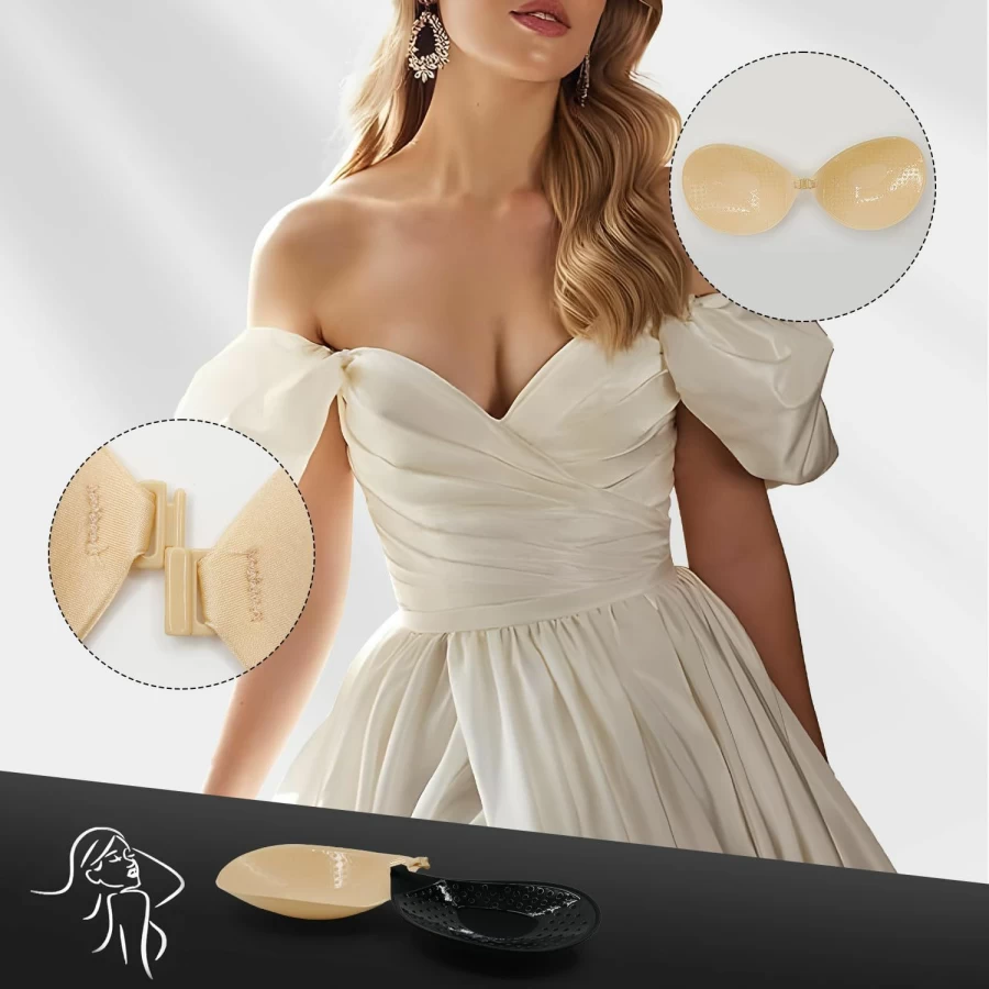 Timistar Adhesive Bra Push Up - 2 Pairs Reusable Strapless Sticky Bra for Women, Invisible Lifting Stick On Bra for Comfort & Support