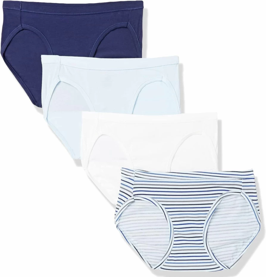 Hanes Women's Moisture-Wicking Bikini Panties 5-Pack - Breathable Cotton Underwear with Moderate Coverage (Assorted Colors)