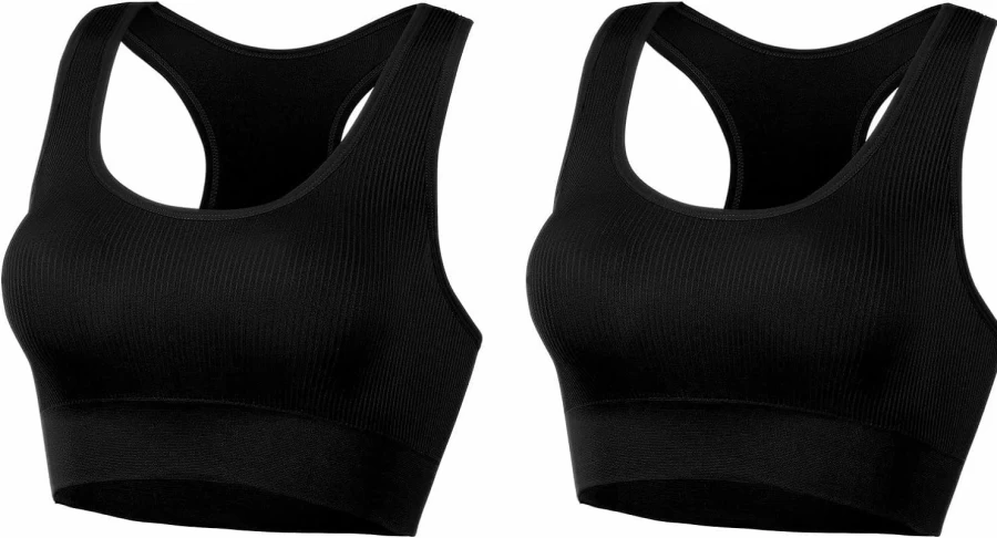 AMRIY Women's Seamless Racerback Sports Bra - Medium Support Wireless Padded Workout Bra for Gym & Active Wear