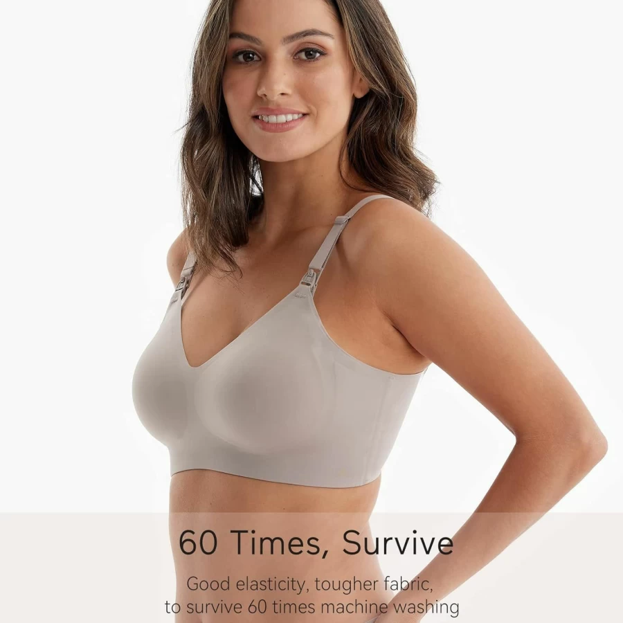 Momcozy YN21 Seamless Nursing Bra - Ultra Soft Maternity Bralette for Breastfeeding & Sleep, Natural Shape Wireless Pregnancy Bra