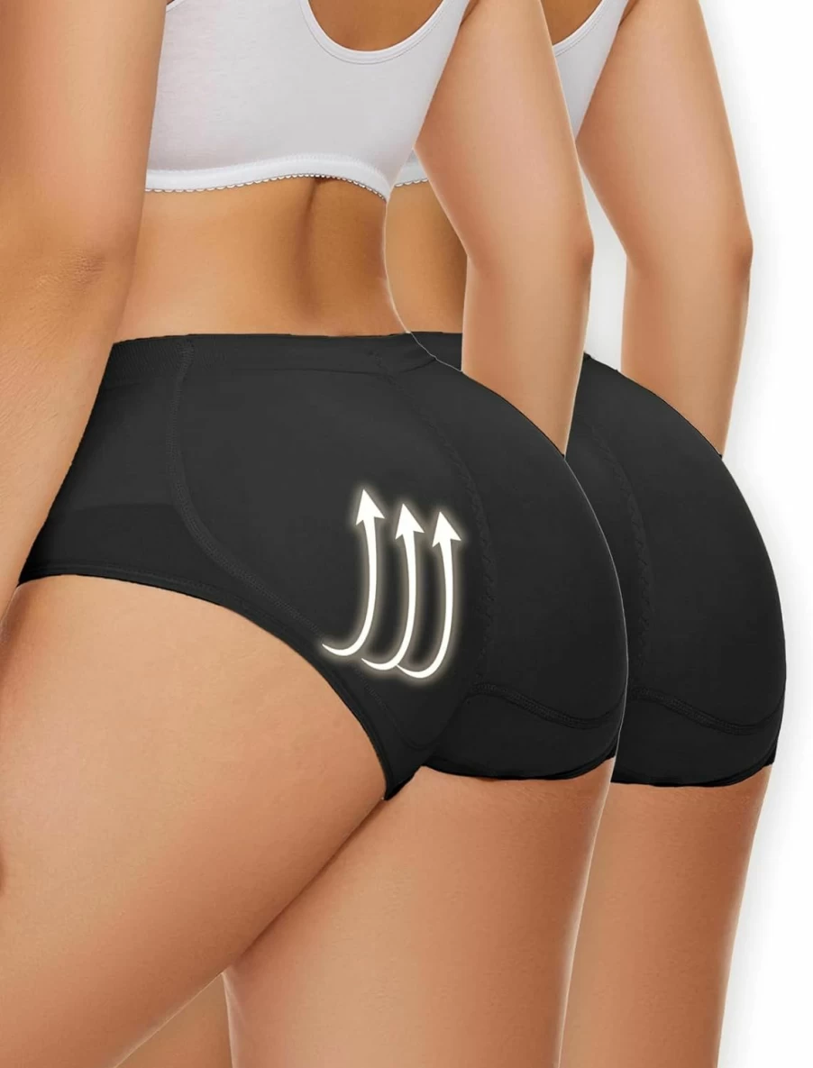2 Pack Zimi Collection Seamless Butt Lifter Panties for Women - Hip Enhancer Underwear with Removable Booty Pads