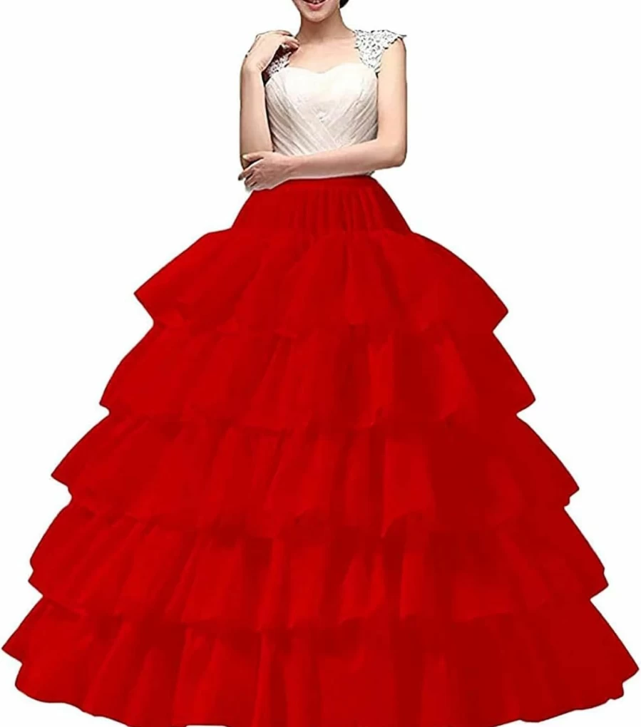 LZZTU Women's White Tulle Petticoat Underskirt - 6 Hoop Bridal Crinoline for Wedding Dresses