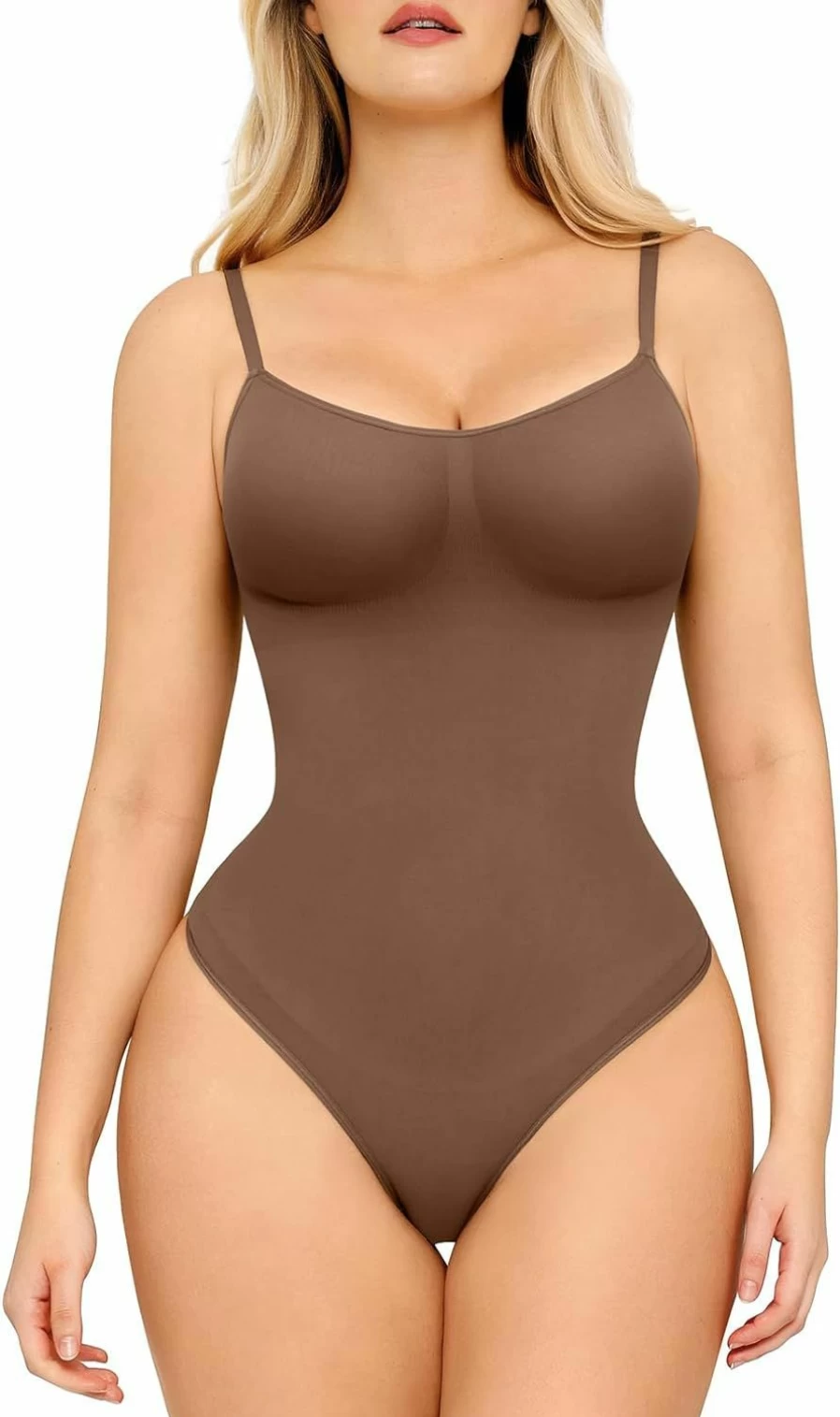 FeelinGirl Seamless Tummy Control Shapewear Bodysuit for Women - Full Bust Thong Body Shaper for Smoothing & Slimming