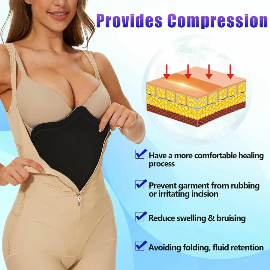 JNATER Post Surgery Abdominal Board for Tummy Tuck & Liposuction Recovery - Lipo Foam Compression Panel, Black