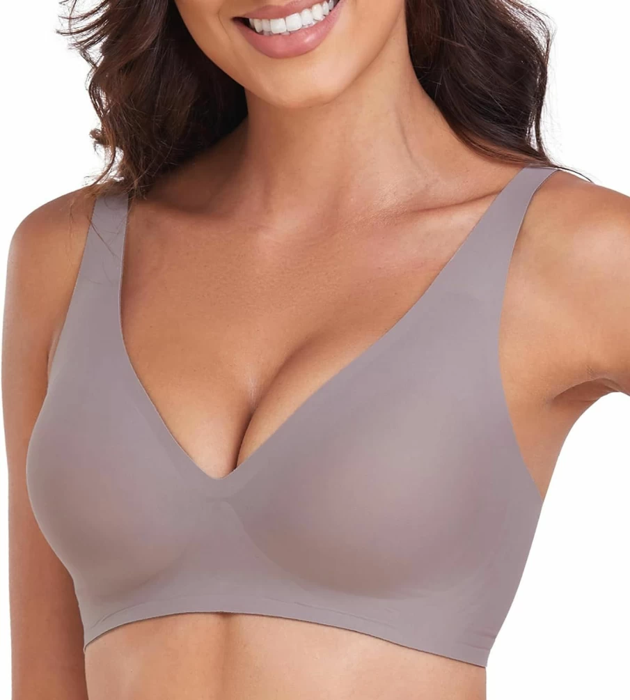 OXYIBRAS Women's Seamless Plunge Bralette - No Underwire Comfort Bra for Sleep, T-Shirt & Everyday Wear with Free Bra Extender