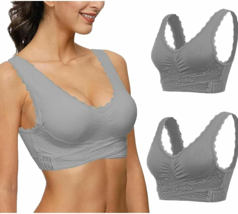 MOONMALLS Women's 3-Pack Wireless Push-Up Sports Bra - Adjustable Cross Front & Side Buckle, Seamless Yoga Bra for Comfort & Support