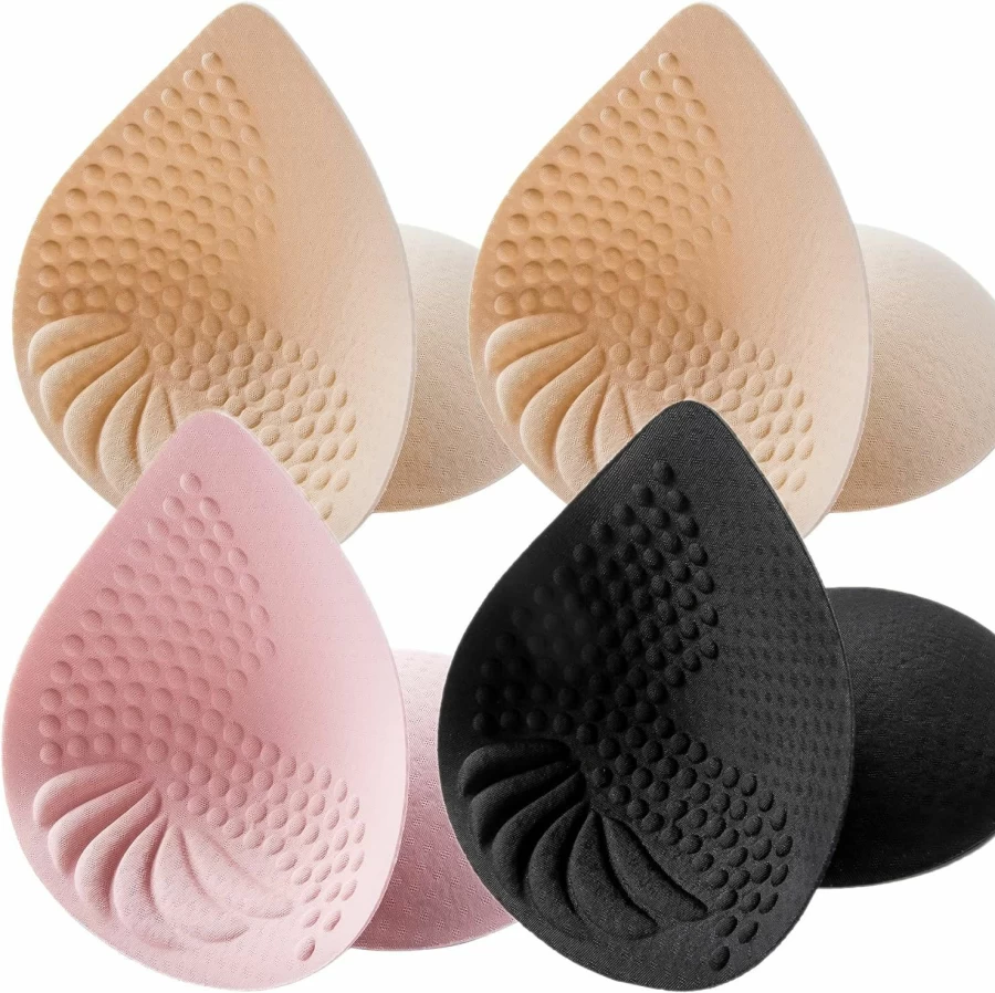PRETTYWELL Bra Pads Inserts - 2 Pairs Latex Bra Cups for Sports Bras & Bikini Tops, Comfortable & Reusable Inserts