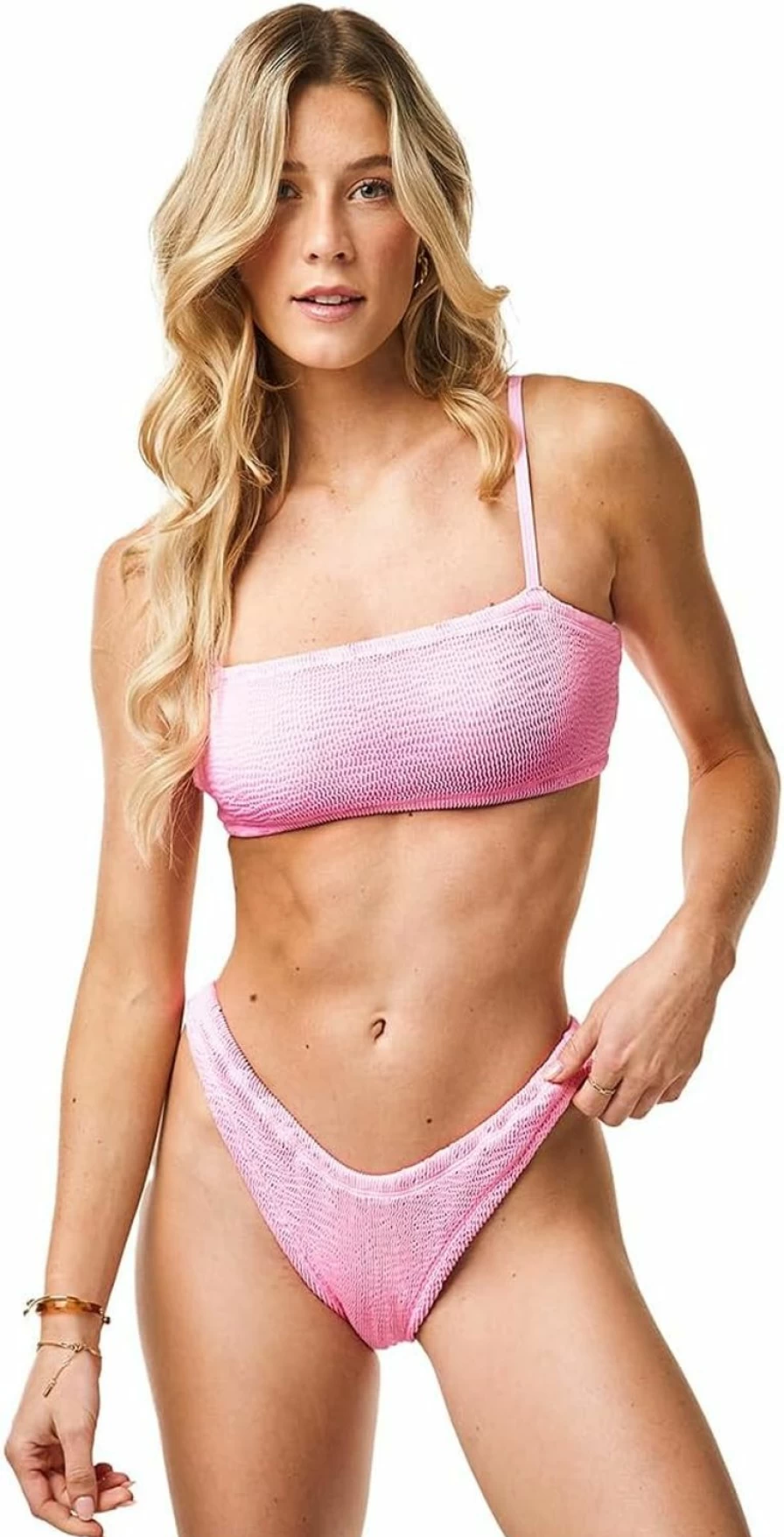 KUT & SO Women's Crinkle Bikini Set - 2 Piece Swimsuit with Adjustable Spaghetti Straps | Sexy Beachwear & Poolside Outfit