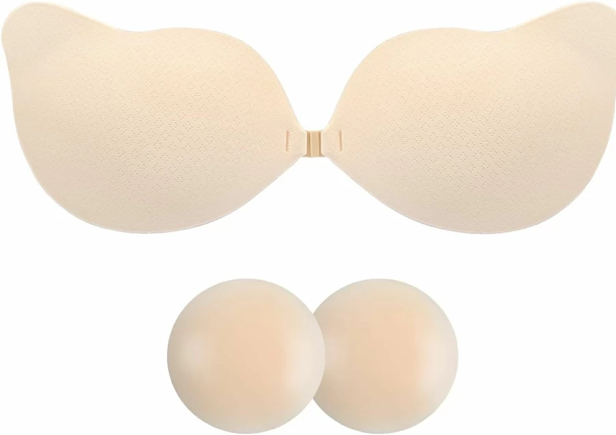 HILRITORI Invisible Silicone Adhesive Bra for Women - Strapless Sticky Push Up Bra for Comfort & Lift