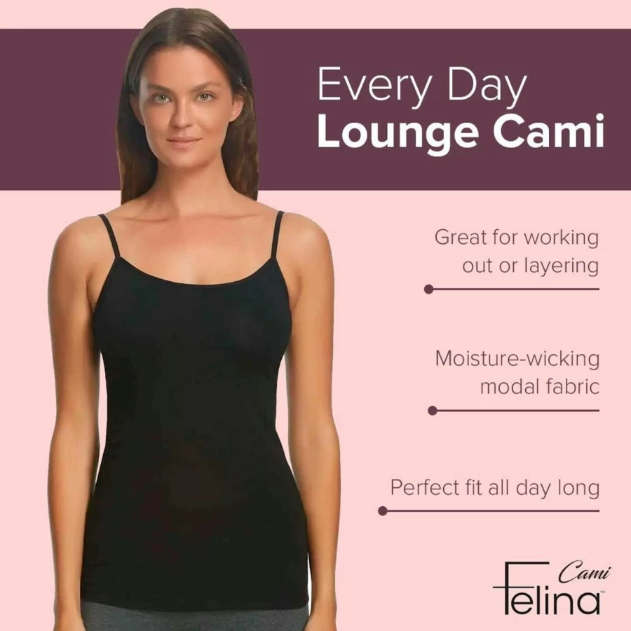 Felina Women's Adjustable Seamless Cotton Modal Cami Tank Top - Soft Comfortable Stretch Undershirt (3-Pack)