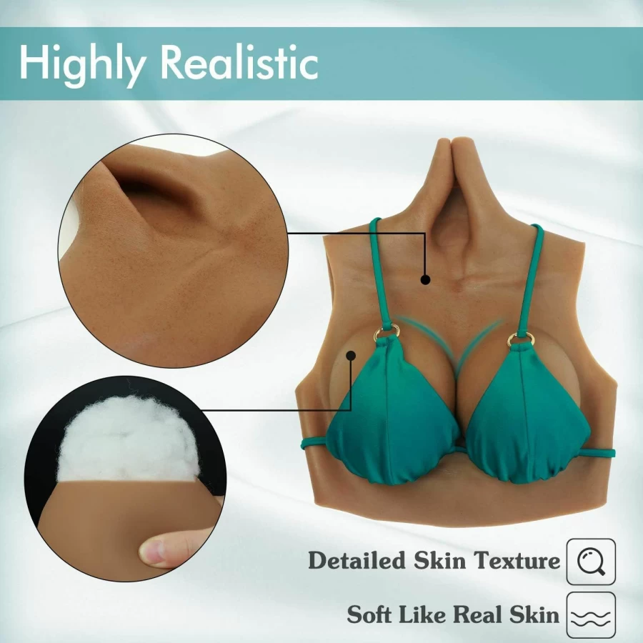 ROANYER Silicone Breastplate for Crossdressers - Realistic Fake Boobs for Transgender, Cosplay & Drag Queen Performances