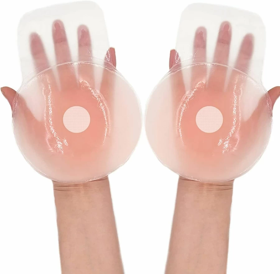 Shintrend Silicone Nipple Covers for Women - Reusable Adhesive Pasties, 5.1 Inch Sticky Bra with Bob Tape, Breathable Lift Petals for Comfort and Support
