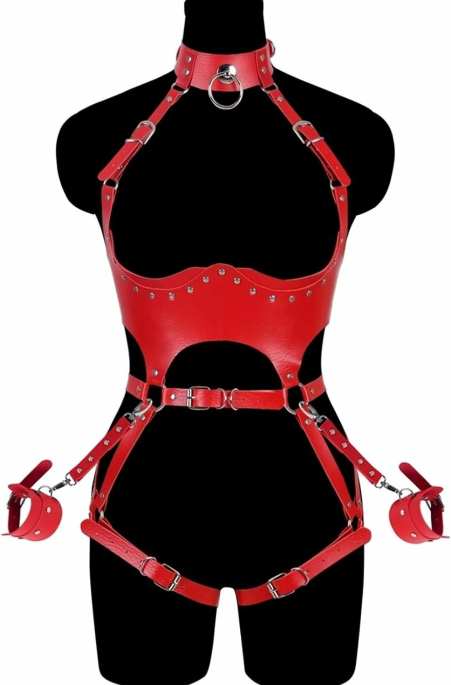 DYLJixin Women's Punk PU Leather Waist Harness Belt - Sexy Bondage Bodysuit with Garter for Lingerie & Fashion BT1
