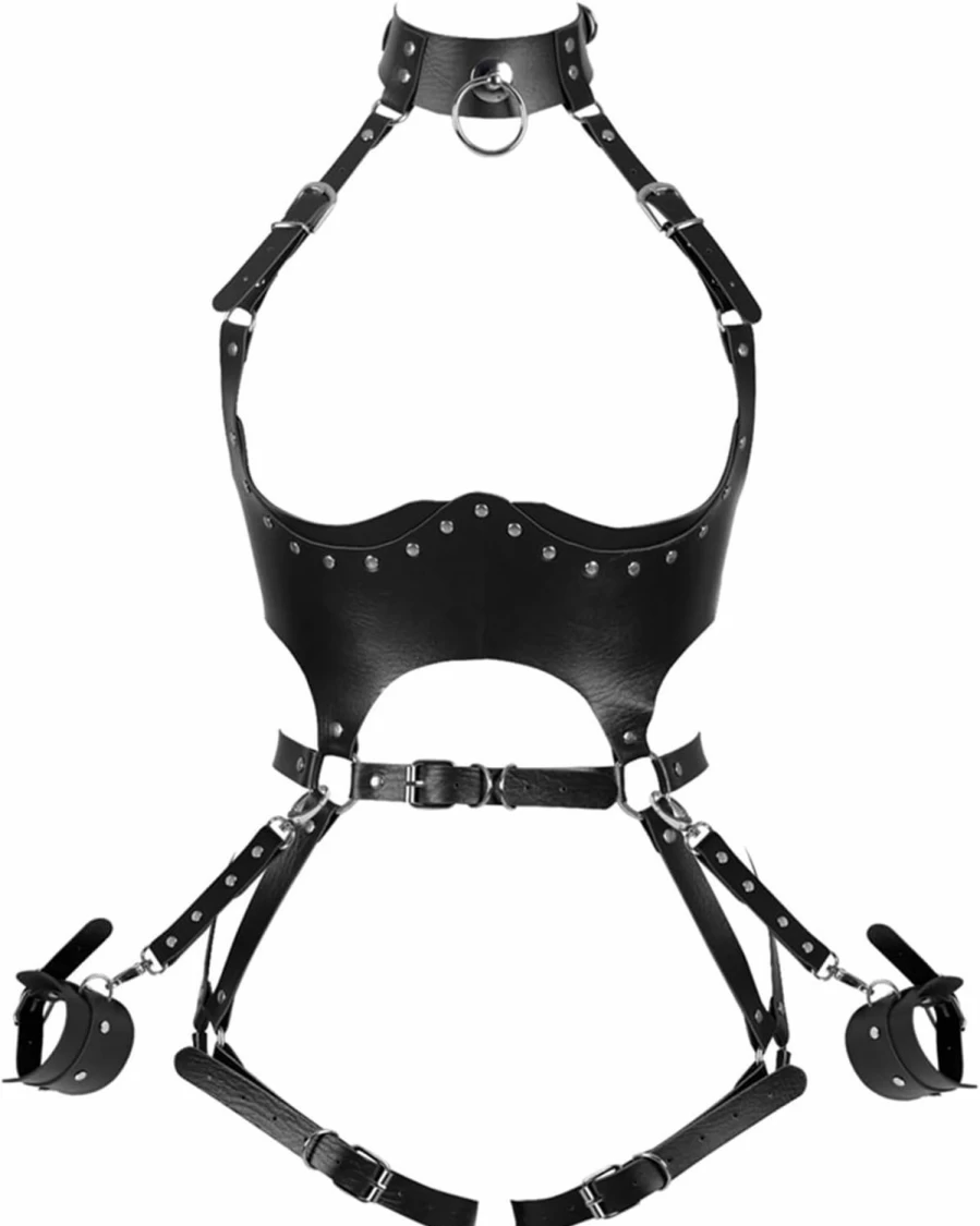 DYLJixin Women's Punk PU Leather Waist Harness Belt - Sexy Bondage Bodysuit with Garter for Lingerie & Fashion BT1