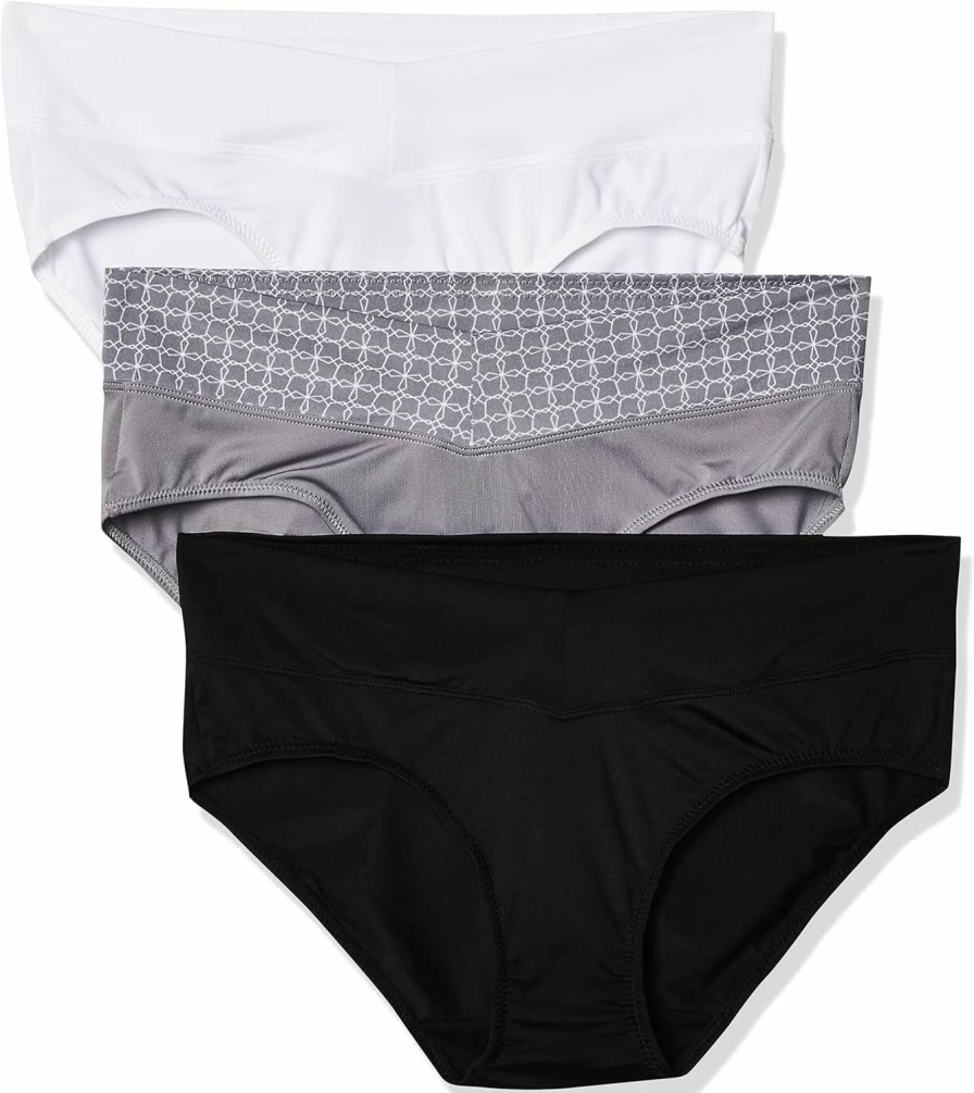 Warner's Women's No Muffin Top Hipster Panties 3-Pack - Comfortable & Smoothing Underwear